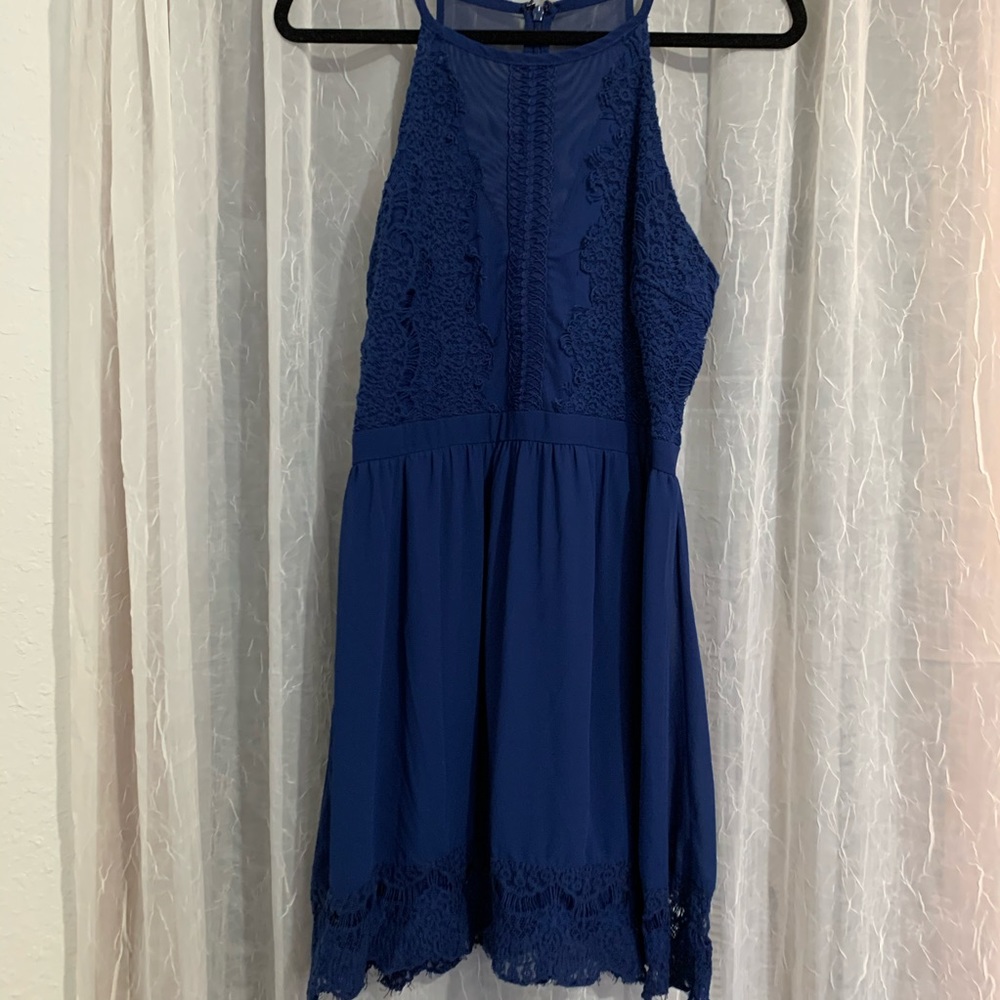 Blue lacy and sheer dress from Franchesca